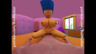 辛普森一家色情片 - 玛吉·辛普森（Marge Simpson）在VR中骑着你的女牛仔风格