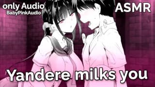 ASMR - Yandere milks you (handjob, blowjob, BDSM) (Audio Roleplay)