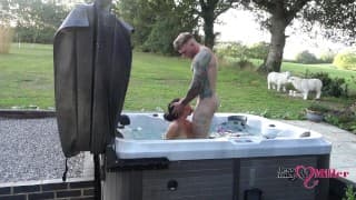 passionate outdoor sex in hot tub on naughty weekend away