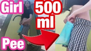 外面打手枪和日本女孩的小便站着500毫升便携式马桶，小便，业余，苗条