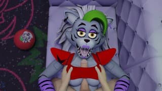 !Fixed! White guy tits fuck Roxanne Wolf Five Nights at Freddy's Security Breach tits job cum mouth