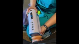 Sperm bank nurse in New York City uses a machine to get my sample! Real nurse is bored!