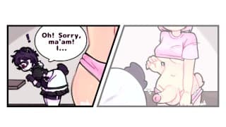 性感的 femboy 女仆被 futa 兔子狠狠地操了！ 🐼🍆🐰 （@berryguild @harulunavo）