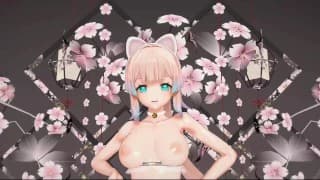 Kokomi 脱衣服 舞蹈 无尽 原神 冲击 猫女 MMD 3D 透明蓝眼睛 颜色编辑 Smixix