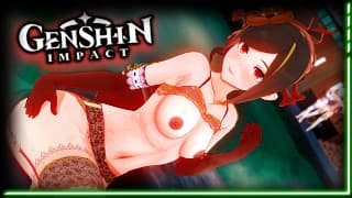 Genshin 💦 Chiori 活泼的色情紧绷的身体被砸碎 |动漫 Hentai r34 JOI 日本性爱