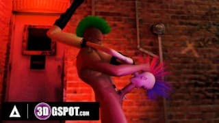 3DGSPOT - Wild Punk Girl Lets Huge Dick Stranger Throat Her In Multiple Positions! 3D ANIMATION!