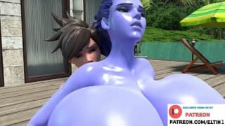 FUTA TRACER 帮助 CUMMING WIDOWMAKER IN SUMMER HOUSE | 最佳 FUTA 守望先锋动漫 4K