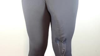 Big dick hands free cumshot in pants