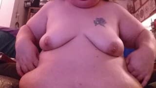 Oiling up my tits for daddy and his friends, cum watch